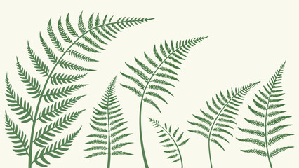 Naklejka premium Lush Green Fern Fronds Illustration Perfect For Nature Websites Eco Branding Organic Product Packaging Spring Decor