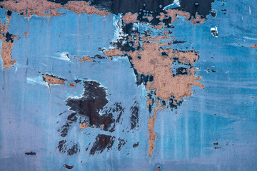 Old Rusty Colorful Backgrounds With Layers of Blue And Brown Paint and Texture