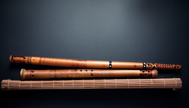 Decorative Bamboo Guiro Displayed In Cultural Style Picture