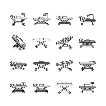 Medical Stretcher Icons Collection - Hospital Equipment Set