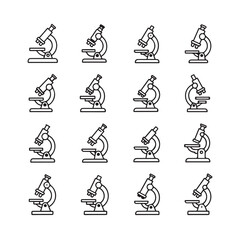 Fototapeta premium Microscope Icons Pattern Vector Science Equipment Simple Outline Collection