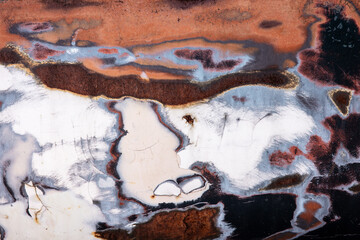Old Rusty Gray and Brown Backgrounds on Metal Surfaces in Various Shades and Patterns Found in an Outdoor Space