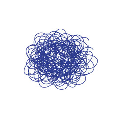 Scribble blue ink tangled mess representing mental anxiety and cognitive confusion for psychology healthcare marketing