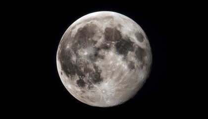Fototapeta premium Full Moon Captured In Stunning Black And White Photograph Showcasing Its Majestic Beauty And Intricate Details Against A Dark Background.
