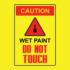 Caution Wet Paint Warning Sign Illustration.