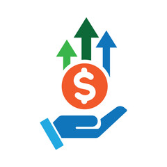 Financial Growth Hand and Dollar Icon Illustration.