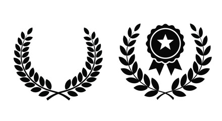 Laurel wreaths and a star badge in black a striking silhouette © MDJAMAL