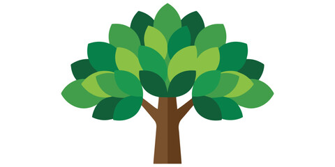 Flat Vector Green Tree Illustration.