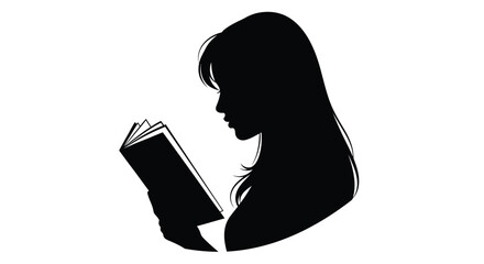Woman reading a book in a striking black silhouette © MDJAMAL
