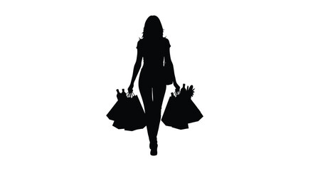Woman walking with shopping bags a striking black silhouette © MDJAMAL