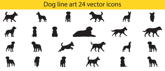 Dog Line Art Vector Icons Collection dogs silhouette