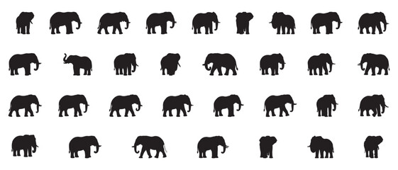 Elephant Silhouette Vector Icons Collection elephants