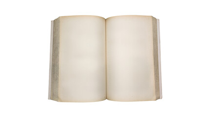 Open old book empty blank on a transparent background