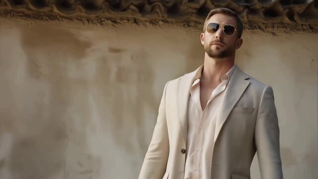 Sophisticated Masculinity: Modern Man in Linen Summer Suit