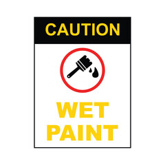 Caution Wet Paint Warning Sign Illustration.