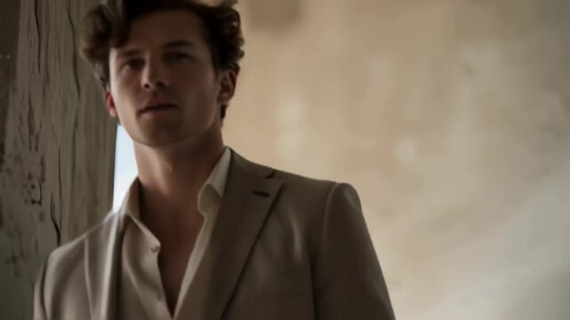 Sophisticated Masculinity: Modern Man in Linen Summer Suit