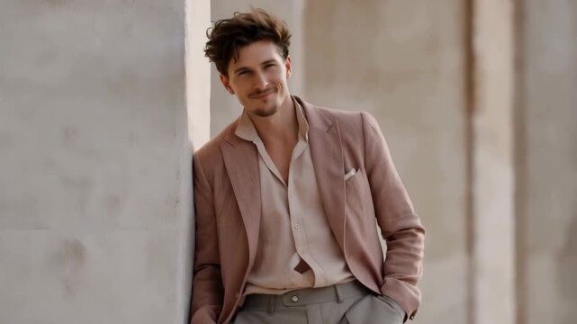 Sophisticated Masculinity: Modern Man in Linen Summer Suit