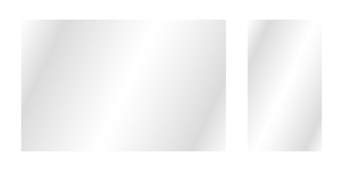 Obraz premium Two realistic window glass reflection, shiny transparent glass panel, clear plastic sheets with reflection, laptop monitor smartphone or TV panel set