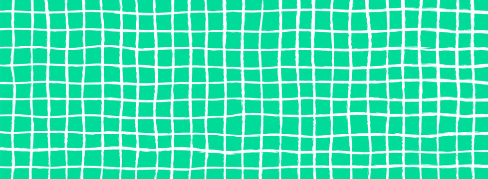 Hand drawn grid seamless pattern, doodle stripes texture design, checkered mosaic tiles - vector