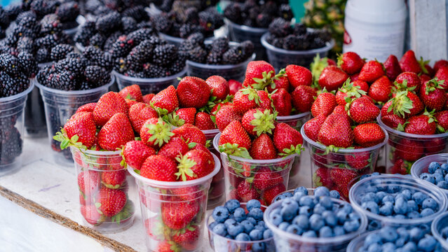 various fruits and berries sold by street vendors throughout Georgia.