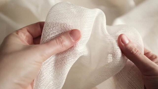 High-quality white loose texture cotton or linen fabric with a natural woven pattern. Ideal for themes of sustainable fashion, luxury bedding, home decor, and organic lifestyle.