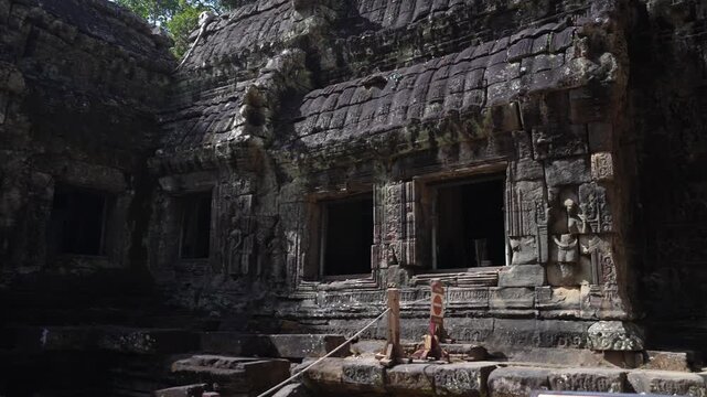 Abandoned ancient stone temple in Angkor Cambodia