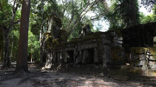 Abandoned ancient stone building in Angkor Cambodia