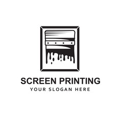 silk screen printing icon with squeegee isolated on white background
