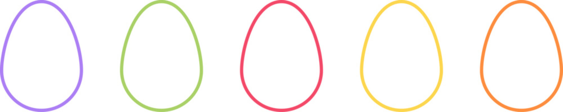 Colored outline set of Easter eggs. Isolated vector illustrations. Transparent background