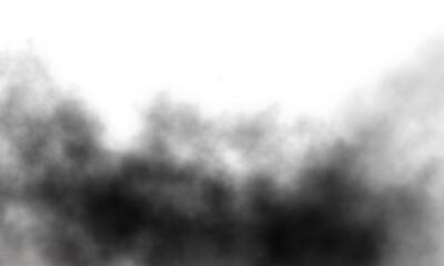 Realistic black smoke or fog isolated on transparent background. Rising smoke particles and texture overlays. Design element for overlay, decoration, graphic design, PNG