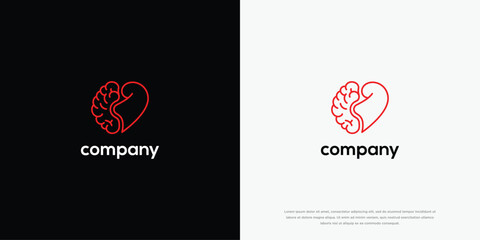 Fototapeta premium Brain Heart Logo Design Mind Emotion Holistic Health Symbol for Psychology Healthcare Wellness.