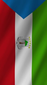 Vertical Equatorial Guinea Flag Waving Animation, 4K Quality