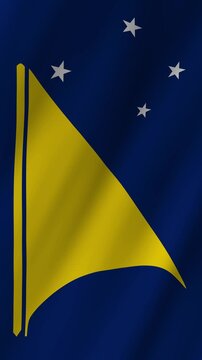 Vertical Tokelau Flag Waving Animation, 4K Quality