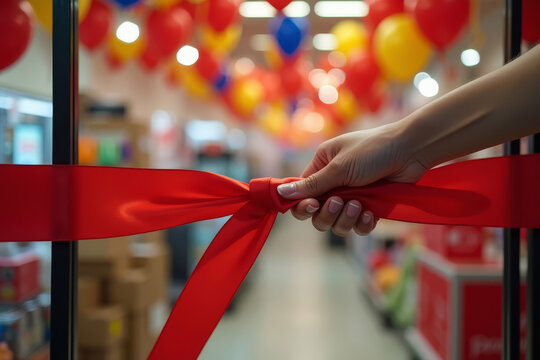 Ribbon Cutting Ceremony. Store Grand Opening. Business Celebration