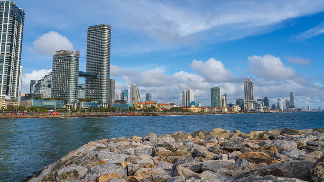 View of the Colombo city skyline with modern architecture buildings