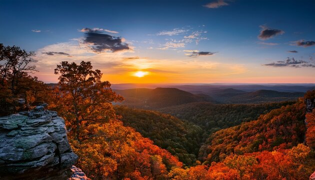 Sunset Over The Ozark Mountains In Arkansas