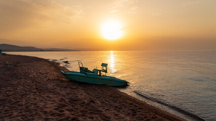 Obraz premium Sunset Aerial View of Issyk-Kul Lake, Kyrgyzstan