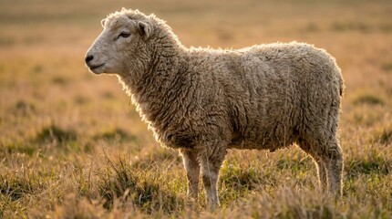 Close up of sheep wool texture backlit by spring sun
