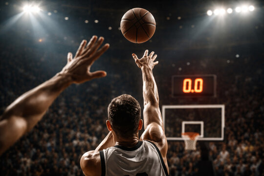 Last Millisecond Shot &ndash; Basketball Player Scores at 0.0 While Defender&rsquo;s Hand Reaches Too Late 
