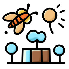 funny cartoon bee on white background