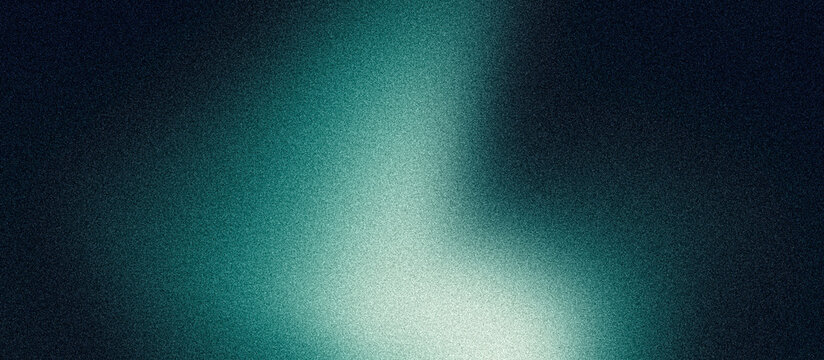 Dark grainy gradient background, green blue glowing noise texture, moody blurred gradient shape on black backdrop, abstract banner cover poster design