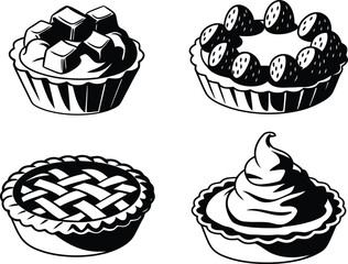 Set of delicious sweet pie and tart icon  vector illustration