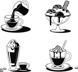 Coffee and Dessert Icon Set Vector illustration