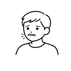 Fototapeta premium man bites his lip line icon vector on a white background Vector line icon