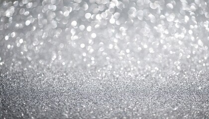 Obraz premium Bright Grainy Silver White Glitter Texture Shiny Blink Sparkles Abstract Festive Background