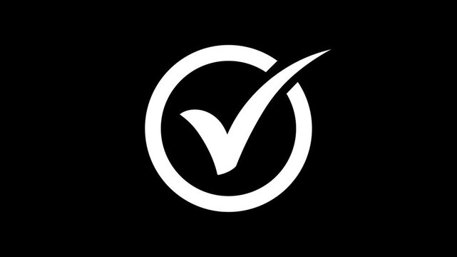 Professional, white, tick, symbol, motion, graphic, featuring, a, circle, frame, ideal, for, verified, status, approval, and, clean, digital, marketing, video, overlays.

