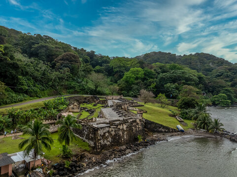 Bartizan, cannons on Santiago Fort Battery Spanish colonial stronghold in Portobelo Panama