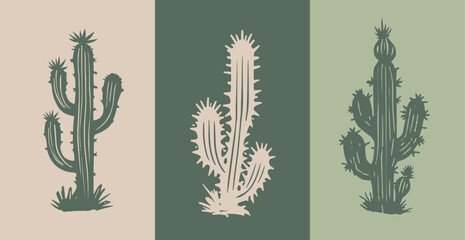 Cactus set hand drawn illustrations
