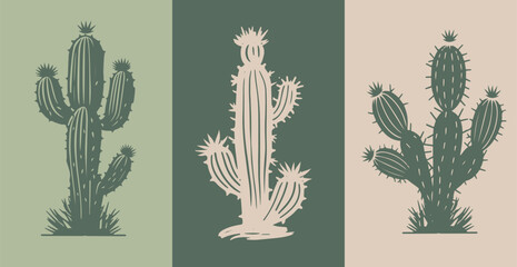 Cactus set hand drawn illustrations
