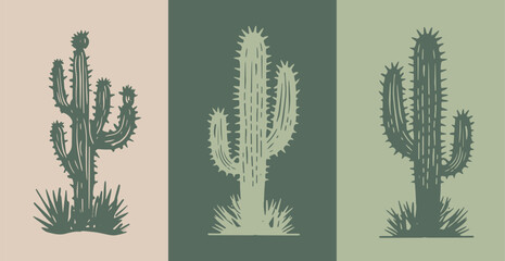 Cactus set hand drawn illustrations
